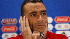 Branká egyptské reprezentace Ísam Haddarí na tiskové konferenci.