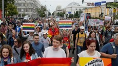 Úastníci prvodu homosexuál v Kyjev (18. 6. 2018)