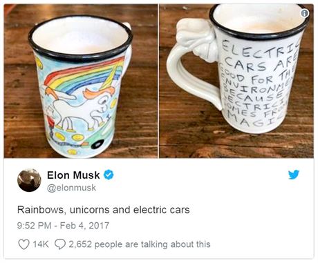 Elon Musk neoprávnn pouil obrázek jednoroce na propaganí pedmty...