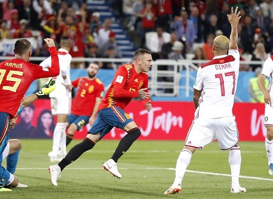 VYROVNAL. Španělský forvard Iago Aspas se v zápase s Marokem raduje z branky na...