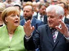 Nmecká kancléka Angela Merkelová a ministr vnitra Horst Seehofer si v Berlín...