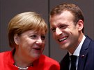Nmecká kancléka Angela Merkelová a francouzský prezident Emmanuel Macron na...