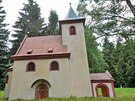 Kostelík z Hrusic v mariánskolázeském miniaturparku Boheminium