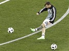 Argentinský kapitán Lionel Messi se pipravuje na duel proti Chorvatsku.