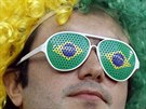 Brazilský fanoušek se chystá na duel se Srbskem.