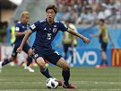 Japonský útoník Juja Osako v prbhu zápasu s Polskem.