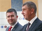 Andrej Babi� a Jan Ham��ek na tiskov� konferenci kr�tce po jmenov�n� vl�dy....