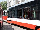 Sr�ka tramvaj� na Karlov� n�m�st� v Praze. (29. �ervna 2018)