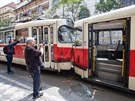 Sr�ka tramvaj� na Karlov� n�m�st� v Praze. (29. �ervna 2018)