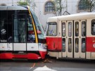 Sr�ka tramvaj� na Karlov� n�m�st� v Praze. (29. �ervna 2018)
