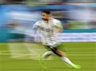 Netradiní fotbalová fotografie. Lionel Messi v akci bhem utkání mistrovství...