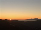 Zapad slunce na ostrov Gran Canaria (vyhled na Pico de Teide, Erasmus 2016)