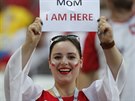 Polská fanynka v hlediti stadionu v Kazani ped zápasem svého týmu na MS proti...