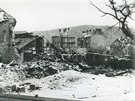 Tuhnick vrba po bombardovn v roce 1945. Pokodil ji por okolnch dom,...