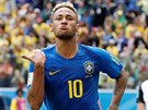 Brazilský útočník Neymar slaví svou trefu v utkání s Kostarikou.