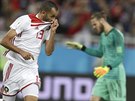 ŠOK. Marocký forvard Chálid Butaíb slaví gól do španělské sítě, který dal i...