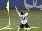 MESSIHO RADOST. Argentinský kapitán slaví vedoucí trefu v utkání mistrovství...