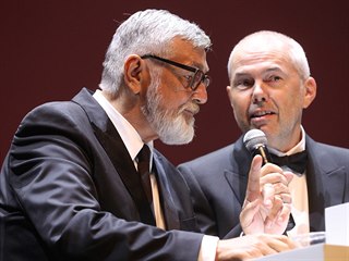 Jiří Bartoška a Marek Eben na slavnostním zahájení 53. ročníku MFF Karlovy Vary...