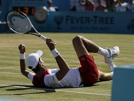 Novak Djokovič ve finále turnaje v Londýně.