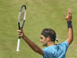 Roger Federer na turnaji v Halle.