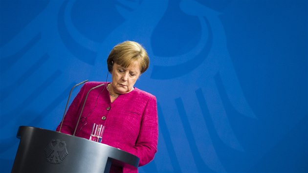 Německá kancléřka Angela Merkelová na tiskové konferenci v Berlíně (15. června 2018)