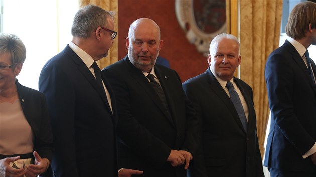 Dan ok a Miroslav Toman ped slavnostnm jmenovnm vldy premira Andreje Babie na Praskm hrad. (27. ervna 2018)