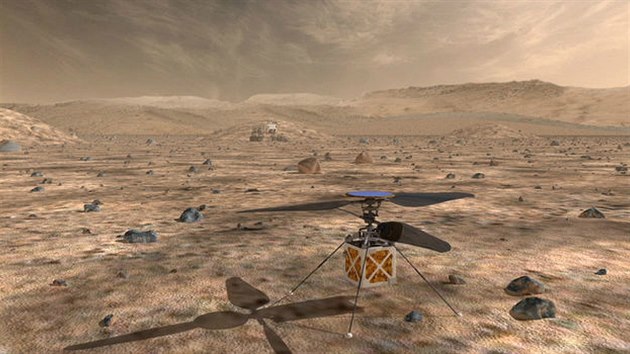 Vizualizace stroje, kter by se ml v roce 2020 prohnt v dk atmosfe Marsu.