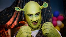 Markus Söder na karnevalu v Veitshochheimu v kostýmu Shreka (21. února 2014)