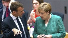 Německá kancléřka Angela Merkelová a francouzský prezident Emmanuel Macron na...