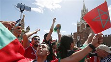 Maročtí fanoušci se v Moskvě připravují na zápas skupiny B proti Portugalsku.