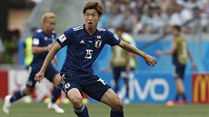 Japonský útoník Juja Osako v prbhu zápasu s Polskem.