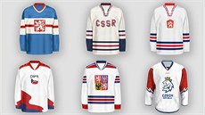 Historické dresy eskoslovenské a následn eské hokejové reprezentace