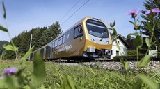 Souprava úzkorozchodné eleznice jezdící na rakouské trati známé jako...