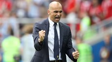 Belgický trenér Roberto Martínez se raduje bhem utkání MS proti Tunisku.