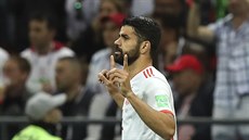 Diego Costa se raduje z gólu v zápase s Portugalskem.