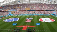 Stadion v So�i je p�ipravený na výkop zápasu mezi Austrálií a Peru.