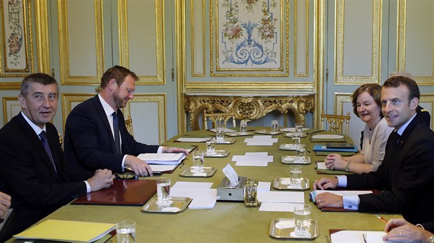 Babiš a Pellegrini v Paříži jednali s Macronem. (30. června 2018)