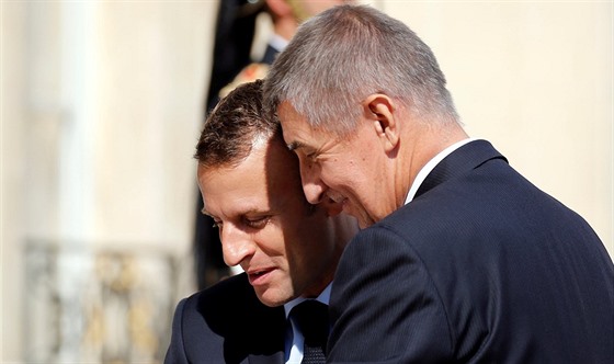 Francouzský premiér Emmanuel Macron a český premiér Andrej Babiš při setkání v...