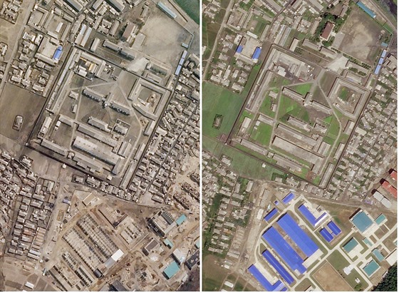 Severokorejský závod na výrobu balistických raket na satelitních snímcích z...