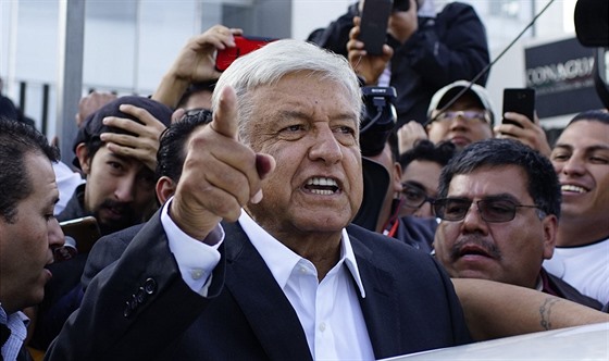 Prezidentský kandidát a favorit Andres Manuel Lopez Obrador (1. ervence 2018)