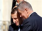 Francouzský premiér Emmanuel Macron a eský premiér Andrej Babi pi setkání v...
