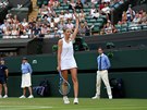 Karolína Plíková slaví premiérový postup do osmifinále Wimbledonu.