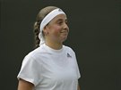 Jelena Ostapenková v osmifinále Wimbledonu.