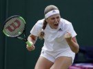 Lotyská tenistak Jelena Ostapenková v osmifinále Wimbledonu.