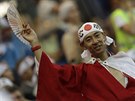 Japonský píznivec ped duelem s Belgií v osmifinále svtového ampionátu.