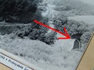 Vražda v Prokopském údolí: Pohled do údolí v roce 1968, šipka ukazuje...