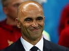 Kou belgických fotbalist Roberto Martínez ped zahájením tvrtfinále...