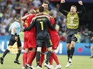 JSME TAM! Bezprostední radost belgických fotbalist z postupu do semifinále...