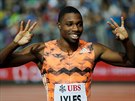 Noah Lyles z USA si na mítinku v Lausanne dobhl pro triumf na trati 200 metr.