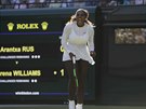 Americká tenistka Serena Williamsová slaví postup na Wimbledonu pes Nizozemku...